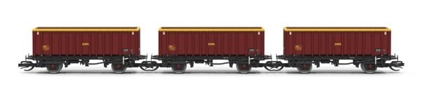 Hornby TT6077 - TT - 3-tlg. Set Offene Güterwagen MEA, EWS, Ep. V